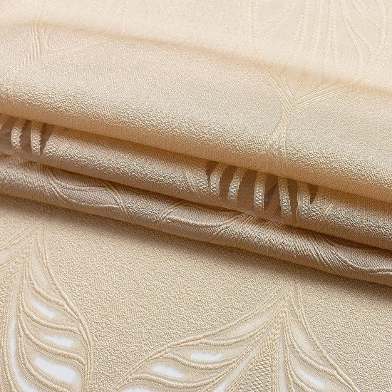 Gordijngordijn, bladeren, jacquard winkel, gordijnen, semi-transparant, stof, voile, decogordijn, lichtdoorlatend, raamgordijn, gordijn met ogen, zacht, 140 x 245 (b x h) cm, beige (1 stuk)