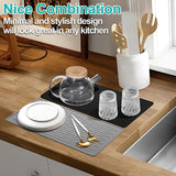 2 stuks siliconen afdruipmat, spoelbakmat, afdruipmat, servies, zwart, hittebestendige siliconenmat, antislip siliconenmat