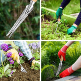 Handmatige onkruidsteker met houten handvat, roestvrij staal, handmatige onkruidsteker voor in de tuin, handmatig onkruidsteker, voor tuin, wieden, verplanten, ontwortelen, 3 stuks