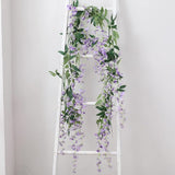 2 x 7 ft kunstmatige blauweregen wijnstok slinger nep bloem blauweregen slingers voor buiten binnen bruiloft muur badkamer decoratie (paars)
