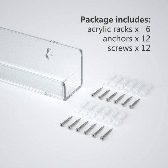 nagellakrek 6 stuks, nagellakorganizer muur, acryl nagellakopslagrek voor maximaal 90 flessen, wandplankorganizer voor nagellak/parfum/lippenstift/etherische oliën, transparant