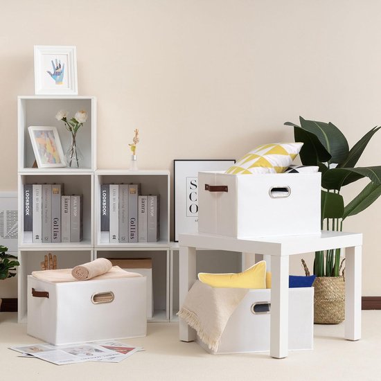 Set van 3 opvouwbare opbergdozen, open plank voor slaapkamer, woonkamer, kinderkamer, badkamer (wit, 33 x 23 x 20 cm) Vertaling: Set van 3 opvouwbare opbergdozen, open plank voor slaapkamer, woonkamer, kinderkamer, badkamer (wit, 33 x 23 x 20 cm)