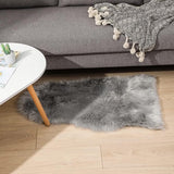 Imitatie lamsvacht, 60 x 90 cm, imitatie lamsvacht, kunstbont, wol, bedkleed, bankmat, grijs, 60 x 90 cm