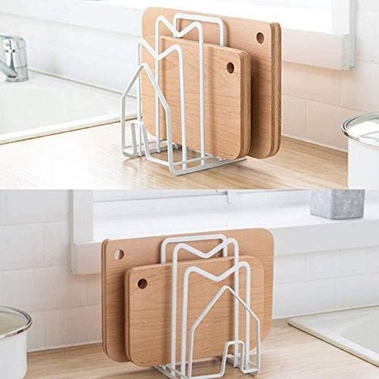 Snijplankenrek, Pannendeksel Houder voor Keukenkasten Snijplank Organizer Stand Houder Wit