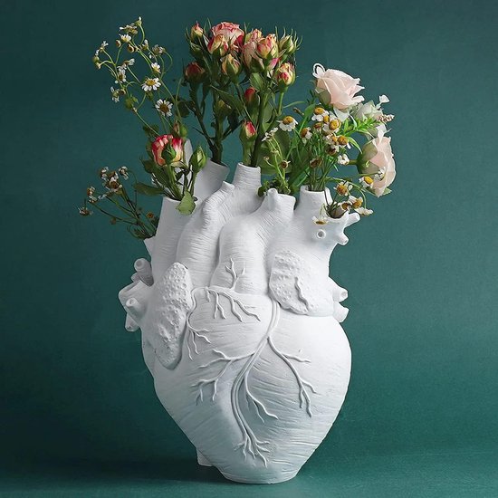 Hartvaas, witte anatomische bloempot, decoratie voor woonkamer en slaapkamer, decoratieve vaas (waterdicht) Hartvaas, witte anatomische bloempot, decoratie voor woonkamer en slaapkamer, decoratieve vaas (waterdicht)