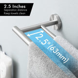 Double Towel Rail Bathroom Towel Holder Stainless Steel Wall Mounted 60 cm Brushed A2001S60-2