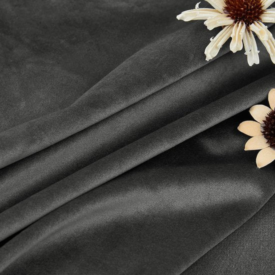 Fluwelen gordijnen, ondoorzichtig, verduisteringsgordijnen met plooiband, thermogordijnen, 300 g/m², zware fluweelachtige verduisteringsgordijnen voor slaapkamer en woonkamer, 140 x 225 cm (b x h), donkergrijs