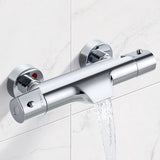 Waterval Badkraan met Thermostaat 2 Functies Douchekraan voor Douche en Bad, Chroom Mengkraan Douchethermostaat met 38°C Veiligheidsknop, Badkraan 20-50℃