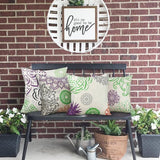 Waterdichte kussensloop, 4 stuks, 45 x 45 cm, decoratief buitenkussen, waterdicht, koppeling, groen-paars geometrisch patroon, kussensloop voor bankkussens, tuin, outdoor