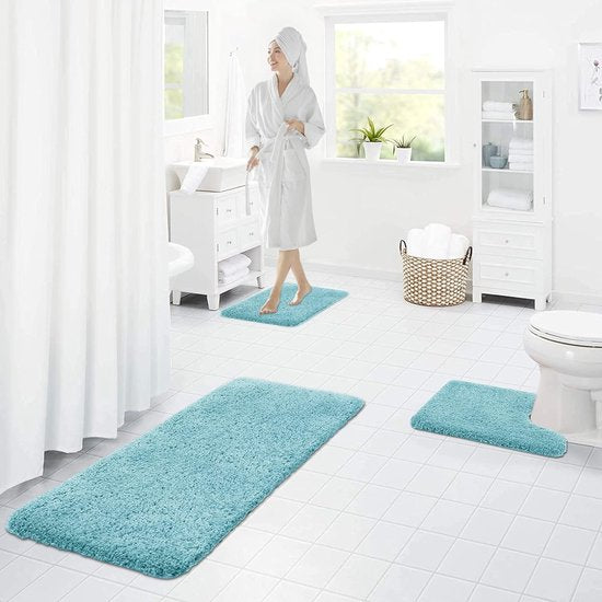 Badkamertapijt Antislip Wasbare Badmat Zacht Pluizig Badtapijt Shaggy Hoogpolige Microvezel Badmat - 51 x 76 cm, Lichtblauw Badkamertapijt Antislip Wasbare Badmat Zacht Pluizig Badtapijt Shaggy Hoogpolige Microvezel Badmat - 51 x 76 cm, Lichtblauw