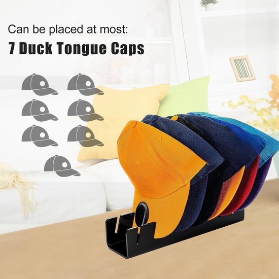 Hoedenhouder Cap houder - acryl hoedenstandaard opslag basecap houder, desktop baseballcaps organizer, voor de presentatie van honkbalpetten, kan worden opgeborgen, 7 hoeden opbergen, zwart