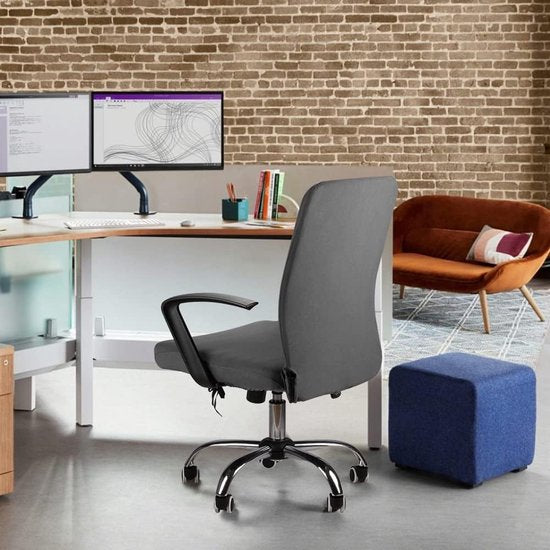 Bureaustoelhoes, bureaustoelhoes, stoelhoezen, draaistoel, overtrek, moderne stoelovertrek, fauteuilhoes, elastisch, wasbaar, set voor bureaustoel, computer, bureaustoel (geen stoel) (grijs, M)