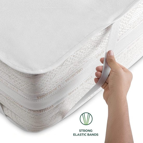 Matrasbeschermer, 180 x 200 cm, 2-delige waterdichte matrasoplegger, katoen, incontinentieonderlegger, wasbaar, vochtbescherming voor bed, bedwaterdicht, matrashoezen, ademend, anti-mijt, hypoallergeen