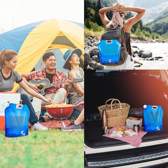 Opvouwbare waterjerrycan, 5 l/10 l, opvouwbare watertank, opvouwbare jerrycan met kraan, drinkwater met draaggreep, herbruikbaar, voor outdoor, camping, wandelingen, picknicks