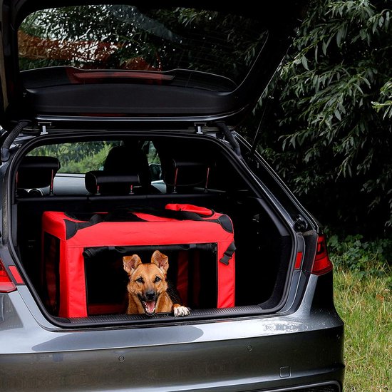 Hondentransportbox, hondentas, hondenbox, opvouwbare tas voor kleine dieren, (L) 70x52x50 cm rood