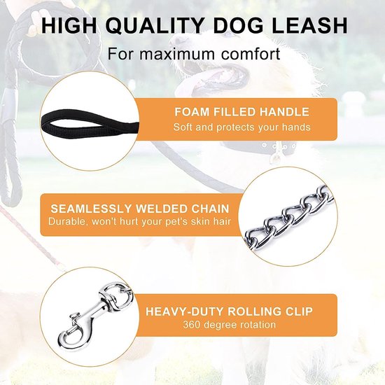 Dog Lead Chain, Dog Chain Lead Bite-Resistant, Chain Lead for Large and Small Dogs Training