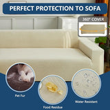 Bankhoes, hoekbank, L-vorm, waterdicht, stretch, universele bankovertrek voor 1/2/3/4-zits, L-vorm, hoekbank vereist twee, 3-zits, beige