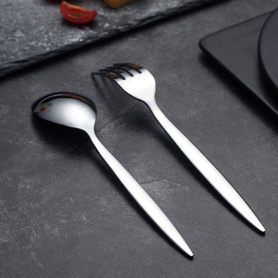 24-delige bestekset, serviesset, roestvrij stalen bestekset, hoogglans gepolijst, vaatwasmachinebestendig (set voor 6 personen)