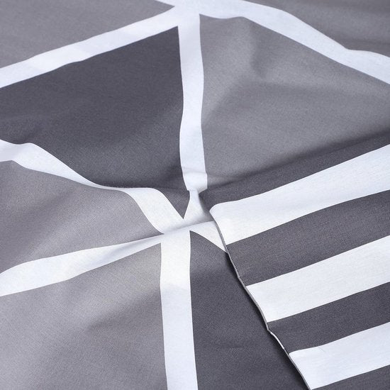 Stripe Beddengoed, 155 x 220 cm, grijs, ademend, renforcé beddengoedset met 1 dekbedovertrek van 155 x 220 cm en 1 kussensloop van 80 x 80 cm, beddengoed, grijs