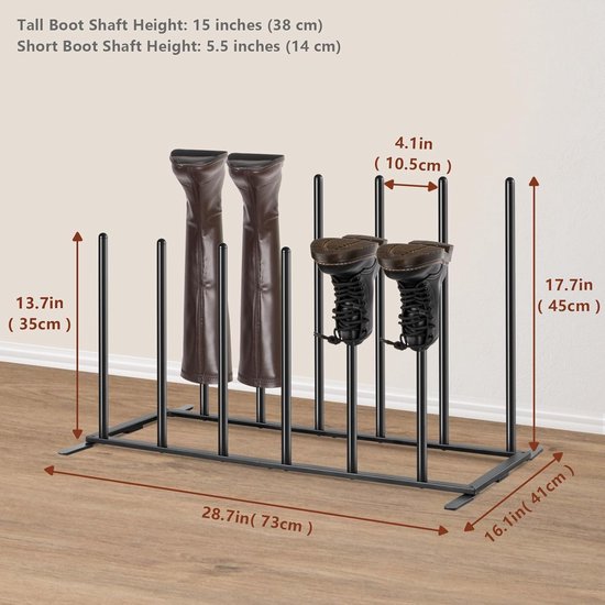 Boot Rack for Tall Boots, Sturdy Metal Boot Stand, Freestanding Boot Rack for Wardrobe, Entryway and Outdoors, Easy to Assemble, Space for 6 Pairs of Boots