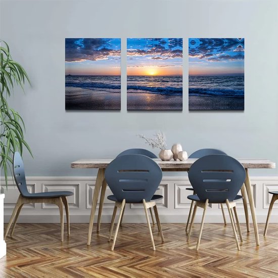 Landschap canvas foto's voor woonkamer badkamer 3 stuks zand strand landschap schilderij wanddecoratie voor slaapkamer eetkamer kantoor keuken, eerste housewarming cadeau voor het huis