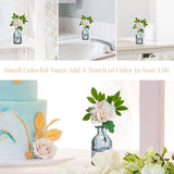Kleine vazenset, glazen vaas, 6 stuks, mini-bloemenvaas, grijs, vintage, glas, rond, glazen vazen, flessenvaas, kleurrijk, klein geribbeld, tafelvaas, vazenset, glazen fles, decoratie voor