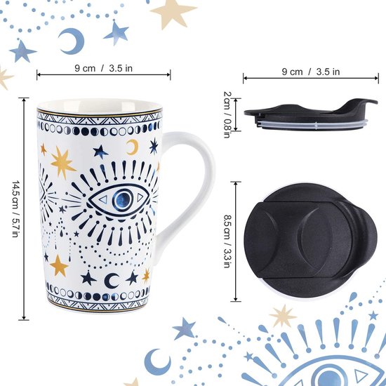 Nazar keramische koffiemok, gepersonaliseerde boho-ogen, koffiemokken met handvat, beste vriendin