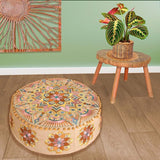 Bohemian Kruk Ottomaanse Hoes – 60 x 20 cm – Luxe Kruk met Handgemaakte Kamerdecoratie voor Meditatie, Yoga en Boho Chic Zithoek Kruk