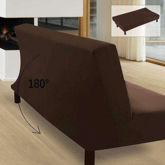 Bankhoes aan de armleuningen, 3-zits, elastisch, anderzijds wasbaar, bankovertrek, schoenen voor Clic Clac, aan de armleuningen, donkerbruin