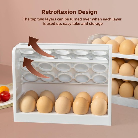 Eierhouder voor koelkast, stapelbare eieropslagcontainer voor koelkastdeur, 30 eieren ruimtebesparend (1 pak)