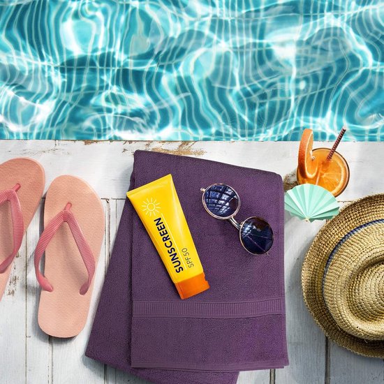 2-delige badhanddoeken, groot, van katoen, met hanger, saunahanddoeken, grote badhanddoeken, handdoeken 90 x 180 cm (pruim)