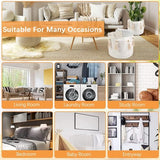 Manden van gevlochten touw, grote mand van katoenen touw, wasmand, opbergmand, gevlochten ronde geschenkmand met handgrepen, speelgoedopberger voor kinderkamer, organisatie van de was, wit