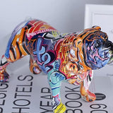 Gekleurde graffiti Bulldog-sculptuur Graffitikunst staand Britse Bulldog Franse Bulldog-standbeeld Decoratie Kleur Hond Mode Hars Technologie Decoratie Hond (C)