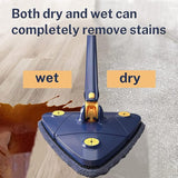 Dweilmop met uitwringfunctie, 360 graden draaibaar, verstelbare reinigingsmop, driehoekige dweilmop set met 6 doeken voor vloer, hardhout, ramen, vloer, muur, tegels, hardhout