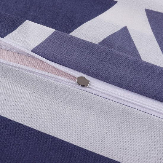 beddengoed 200x200 3-delig blauw - Oeko-TEX 80% katoen & 20% polyester, 1x dekbedovertrek met ritssluiting + 2x kussensloop 50x80 met envelopsluiting, streepmodel