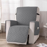 Fauteuilbeschermer voor televisiestoel - waterdichte relaxstoel - stoelbeschermer met zakken en armleuningen - 1-zits, stoelbekleding, antislip, stoelbekleding voor meubelbescherming - Lichtgrijs