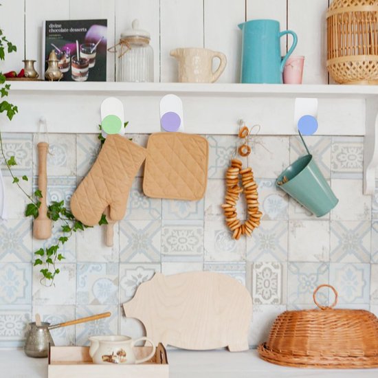 5 stuks kleurrijke wandhaken, zelfklevend, kinderkledinghaken, onbreekbaar, zonder boren, voor badkamer en keuken (5 kleuren)