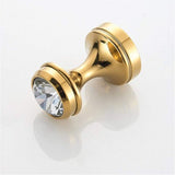 Gouden kapstokhaken, wandmontage, wandhaken, handdoekhouder, messing, set van 5, kristal, met boren, voor badkamer