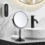 Cosmetic Mirror Black Standing Makeup Mirror with Magnification 5x/1x Table Mirror Brass 360° Swivelling Double-Sided Mirror Shaving Mirror Standing, Diameter 20 cm