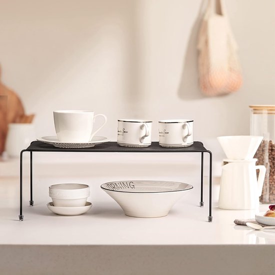 Organisatorplank voor keukenkast, 2 stuks opbergplank voor keukenkast, organisatorplank voor keukenkast met antislip rubberen voetjes