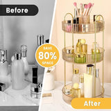 Organizer make-up, 360 graden draaibaar, cosmetica-organizer met vakken, grote capaciteit, multifunctionele organizer, make-up voor make-uptafel, badkamer, slaapkamer (3 lagen, barnsteen)