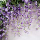 2 x 7 ft kunstmatige blauweregen wijnstok slinger nep bloem blauweregen slingers voor buiten binnen bruiloft muur badkamer decoratie (paars)