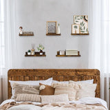 Wandrek, houten rek, 5-delige set, zwevende planken, vintage wandplanken, houten rek voor keuken, kinderkamer, woonkamer
