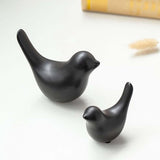 2 stuks vogelbeeld, moderne dierensculpturen, keramiek, decoratie voor thuis, decoratie, ornamenten, woonkamer, slaapkamer, kantoor, bureau, kasten (zwart)