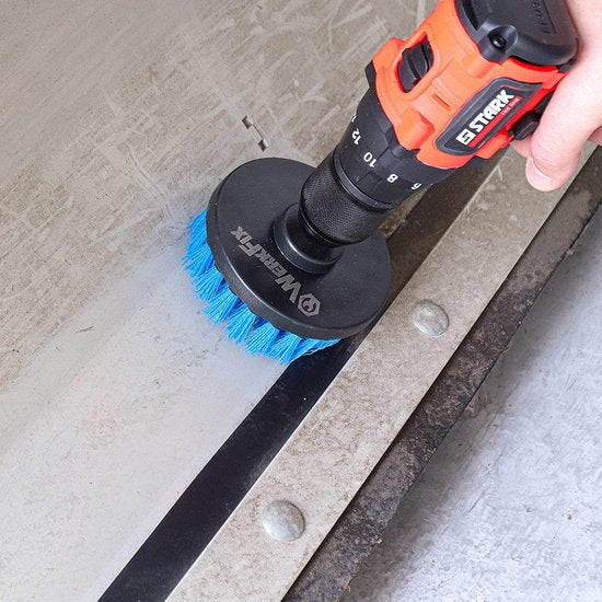 Krachtreinigingsborstels, 6-delige borstelopzetset, gezeste schacht, middelhard boorborstels voor tegels, keramiek, hout, kunststof, blauw middelhard, voor accu schroevendraaier en boormachine