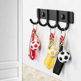 Kledinghaken, 2 stuks, haaklijst, garderobehaken met 4 haken, wandgarderobe, multifunctionele haken, zwart, voor garderobe, slaapkamer, kast, badkamer, keuken