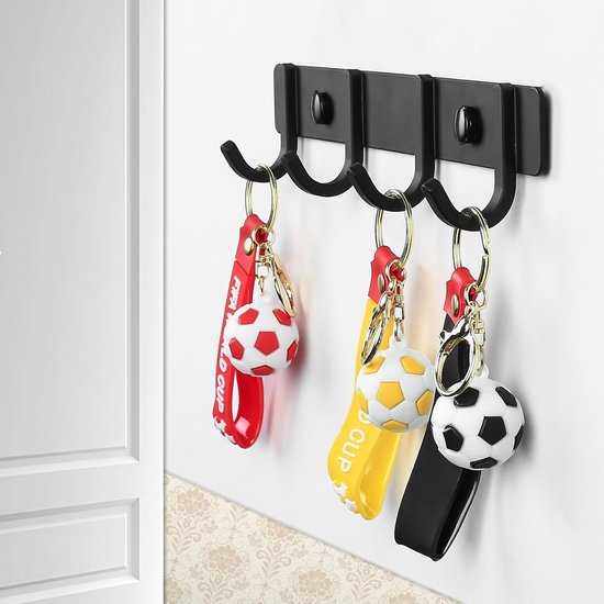 Kledinghaken, 2 stuks, haaklijst, garderobehaken met 4 haken, wandgarderobe, multifunctionele haken, zwart, voor garderobe, slaapkamer, kast, badkamer, keuken