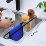 Gootsteenorganizer, multifunctioneel afvoerrek Gootsteensponshouder Keuken, 43cm Vaatdoekhouder Doekhouder Gootsteen, Gootsteen Gootsteenorganizer Smal, Hittebestendig, Zwart