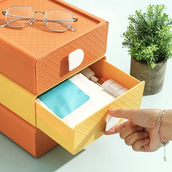 DIBALIYI Stapelbare bureauladebox, kunststof opbergvakken, stapelbaar DIBALIYI Stapelbare bureauladebox, kunststof opbergvakken, stapelbaar