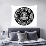 Wandtapijt Thor's hamer Scandinavische meditatie runen dode wanddoek zwart Viking Tapestry Scandinavian Gothic wandkleed slaapzaal slaapkamer 150 x 130 cm